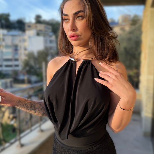 Cowl Neck Backless Top