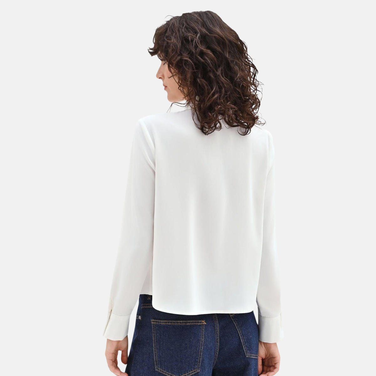 CREAM SHIRT WITH ASYMMETRICAL PLASTRON