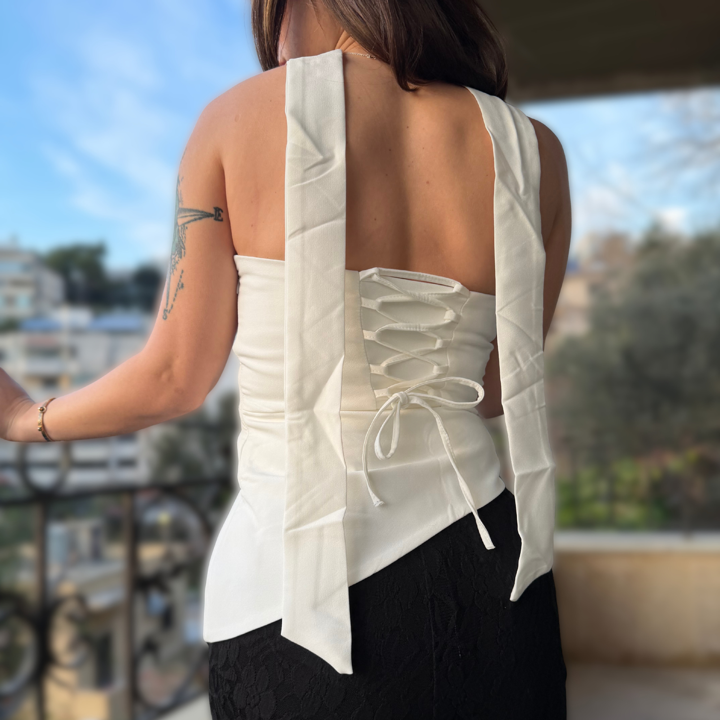 Neck Tie Corset Top