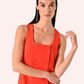 Rinascimento Orange Fitted Dress with Covered Buttons