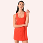 Rinascimento Orange Fitted Dress with Covered Buttons