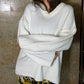 Ivory Oversized V-Neck Sweater