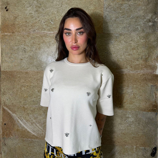 Crystal Embellished Knit Top