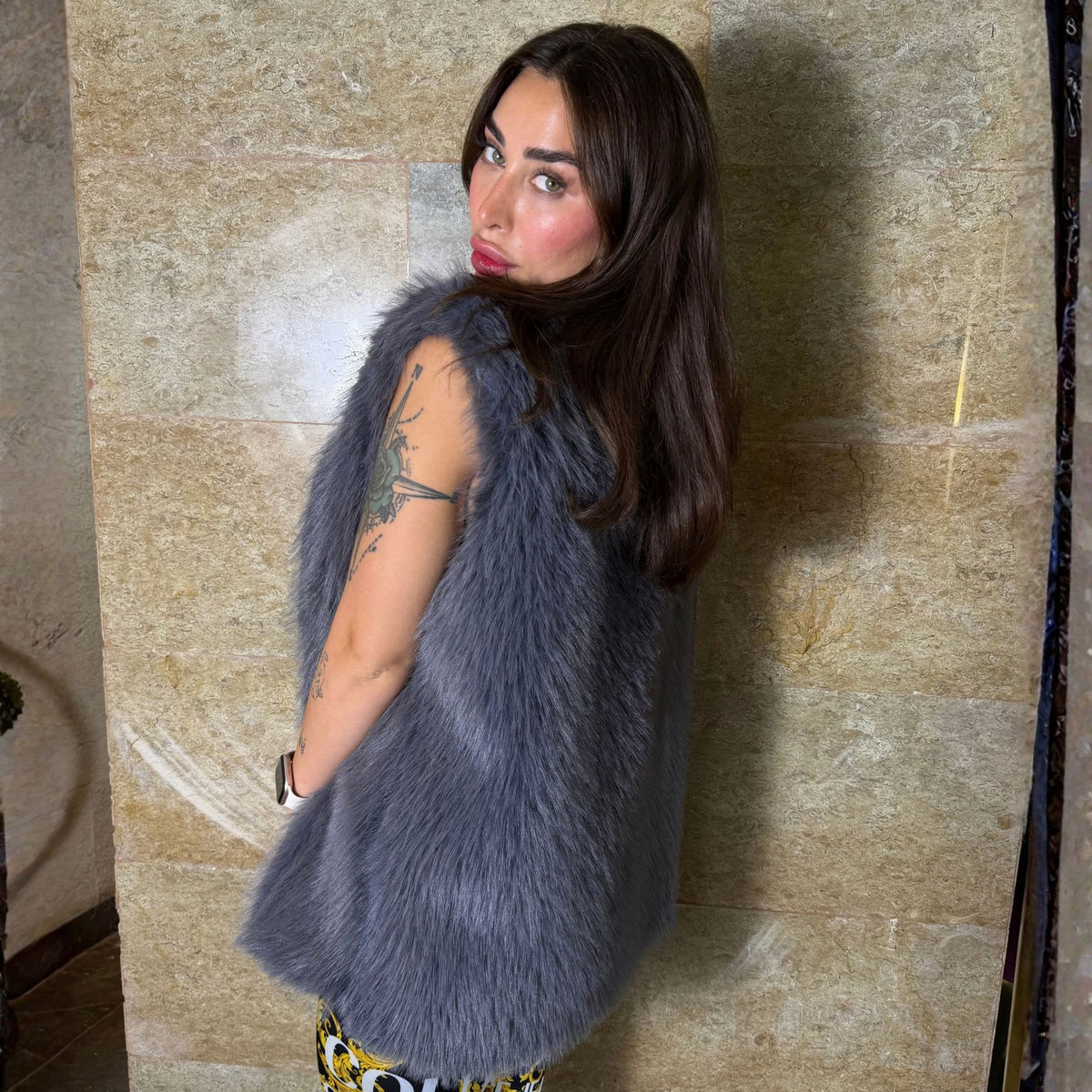 Grey Fur Vest