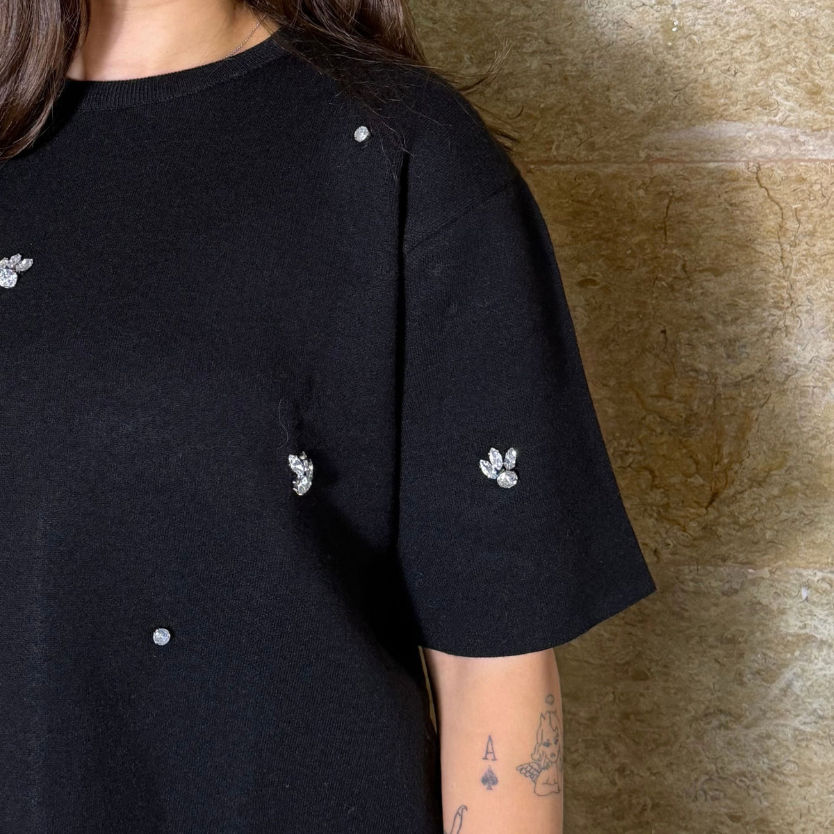Crystal Embellished Knit Top