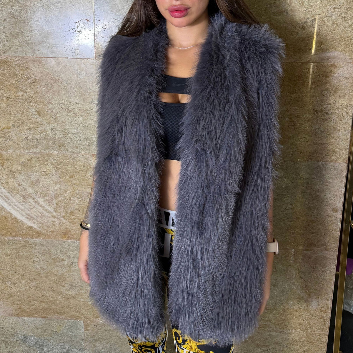 Grey Fur Vest