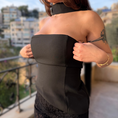 Neck Tie Corset Top