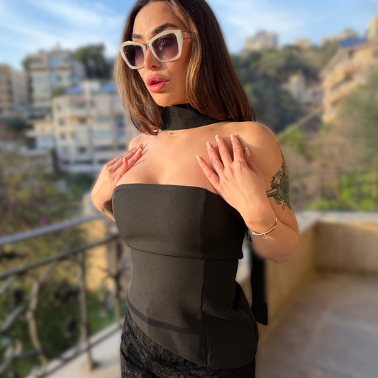 Neck Tie Corset Top