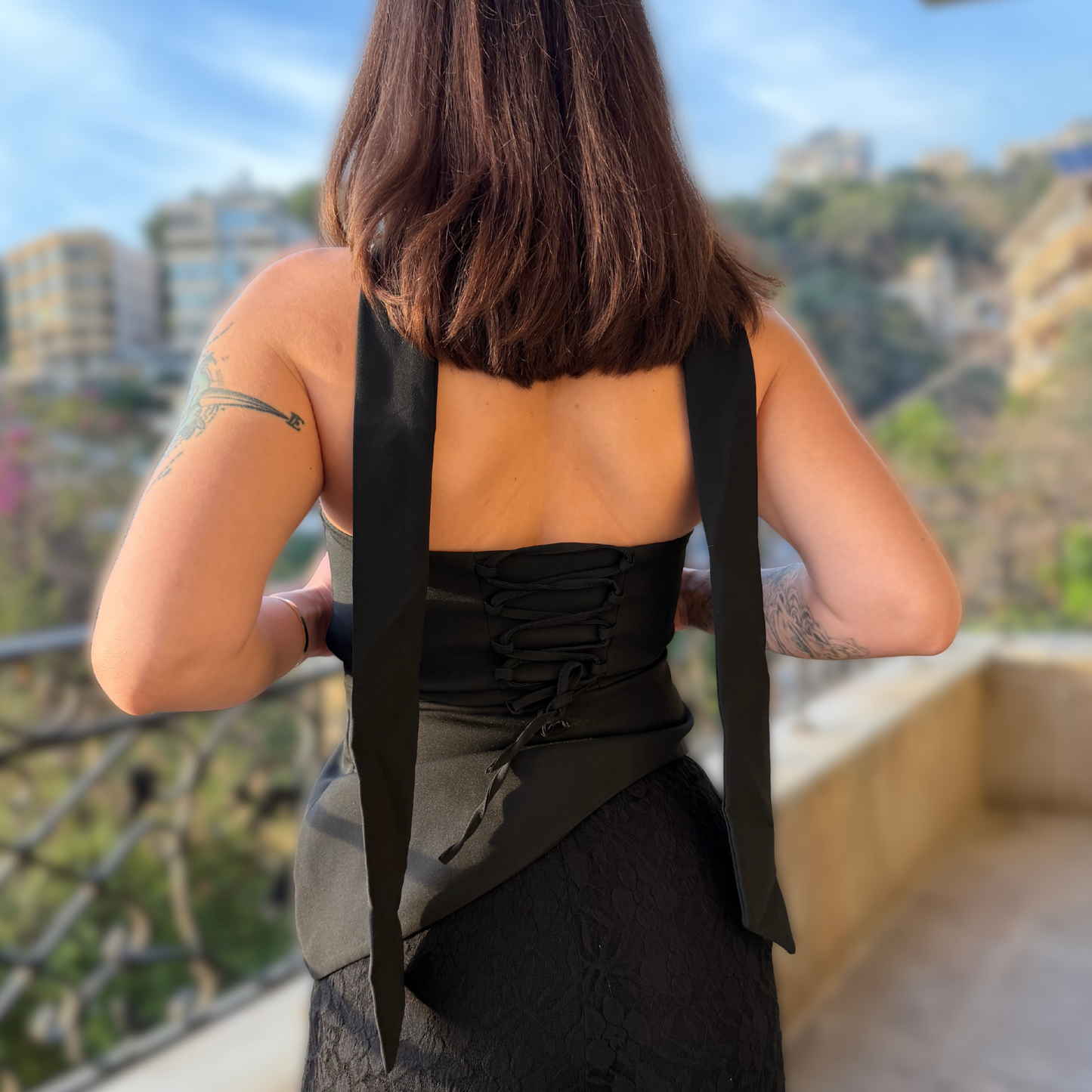 Neck Tie Corset Top