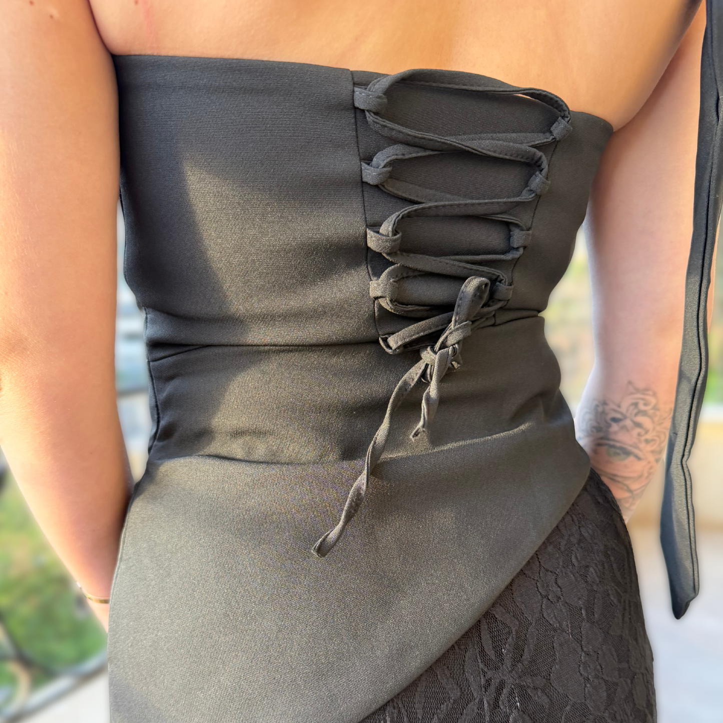 Neck Tie Corset Top
