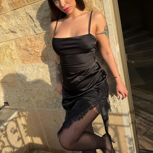 Black Satin Slip Dress