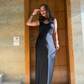 Black Lace Bustier Maxi Dress