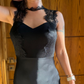 Black Lace Bustier Maxi Dress
