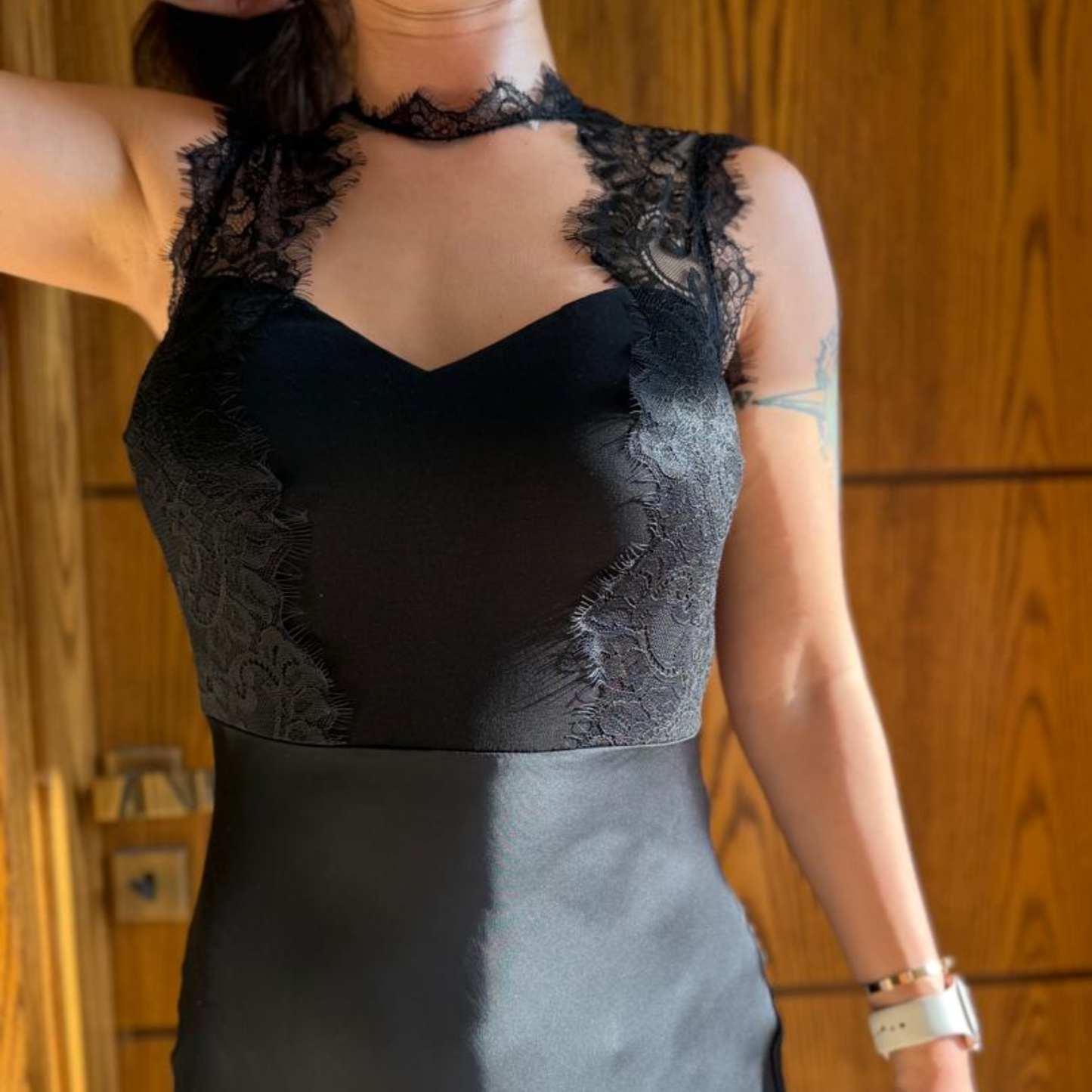Black Lace Bustier Maxi Dress