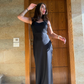 Black Lace Bustier Maxi Dress