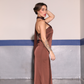 Brown Satin Scarf Dress