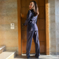 Navy Striped Suit Set