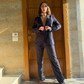 Navy Striped Suit Set