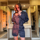 Belted Navy Two-Piece Set
