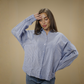 Navy Striped Button Up Top