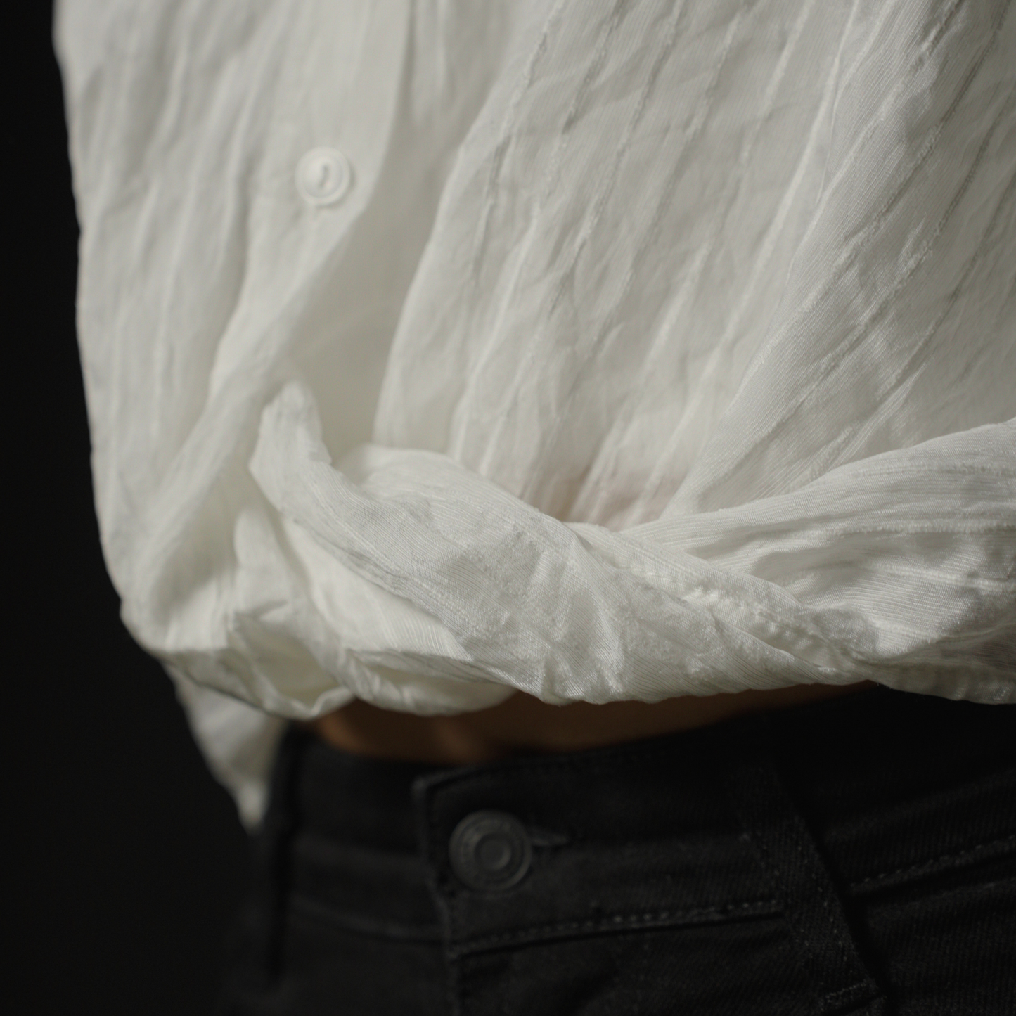 White Stripe Cropped Shirt