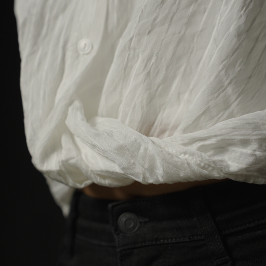 White Stripe Cropped Shirt