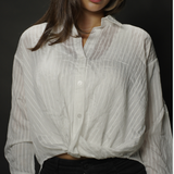 White Stripe Cropped Shirt