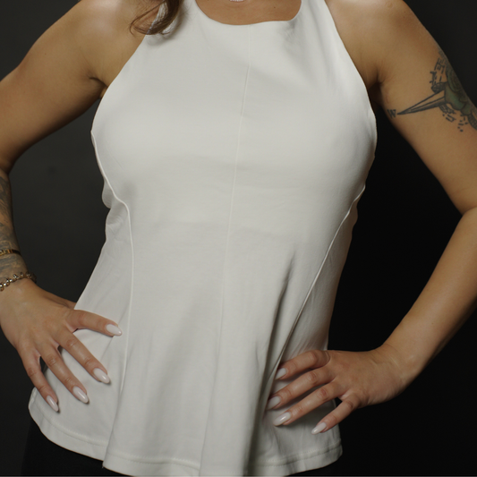 White Flare Halter Top