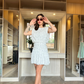 White Padded Lace Dress