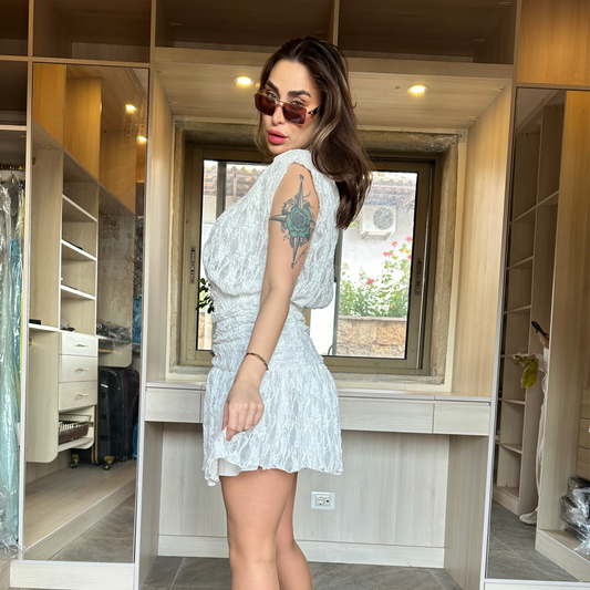 White Padded Lace Dress